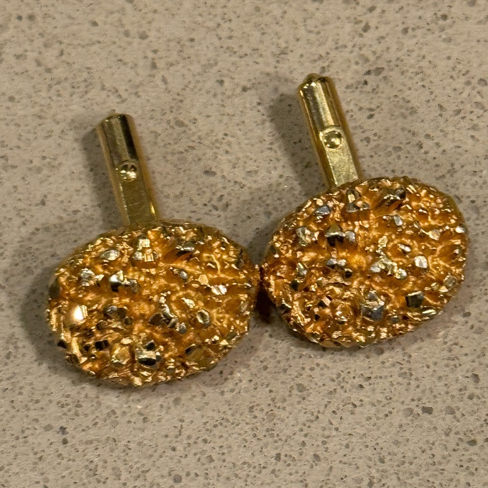 Vintage Christian Dior gold nugget cuff links